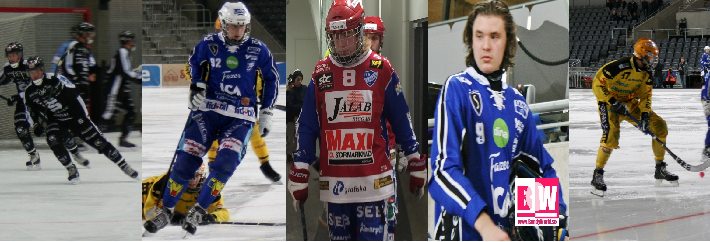 Här är de fem "Ynglingarna" som gjorde mål i premiären: 95 Erik Pettersson, 6 Martin Karlsson (92 på bilden), 8 Axel Ekholm, 86 Niklas Holopainen (9) 17 Filip Bringe